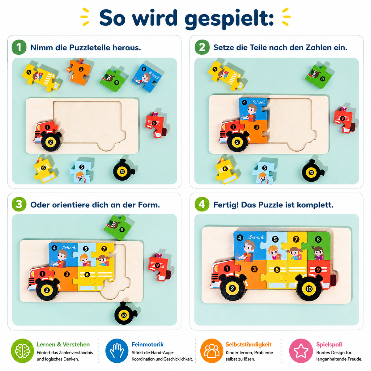 3D Holzpuzzle Tiere für Kinder