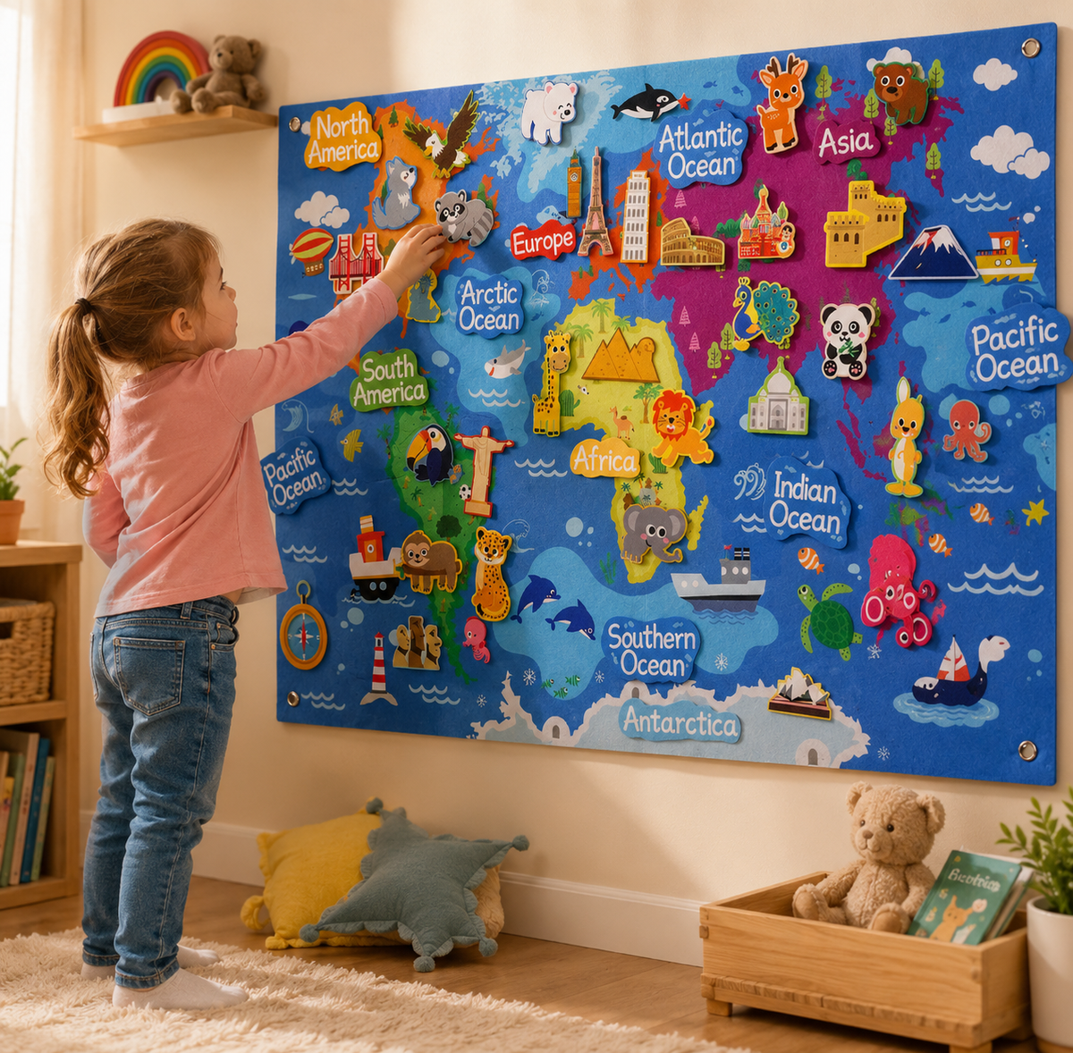 Filz-Weltkarte für Kinder