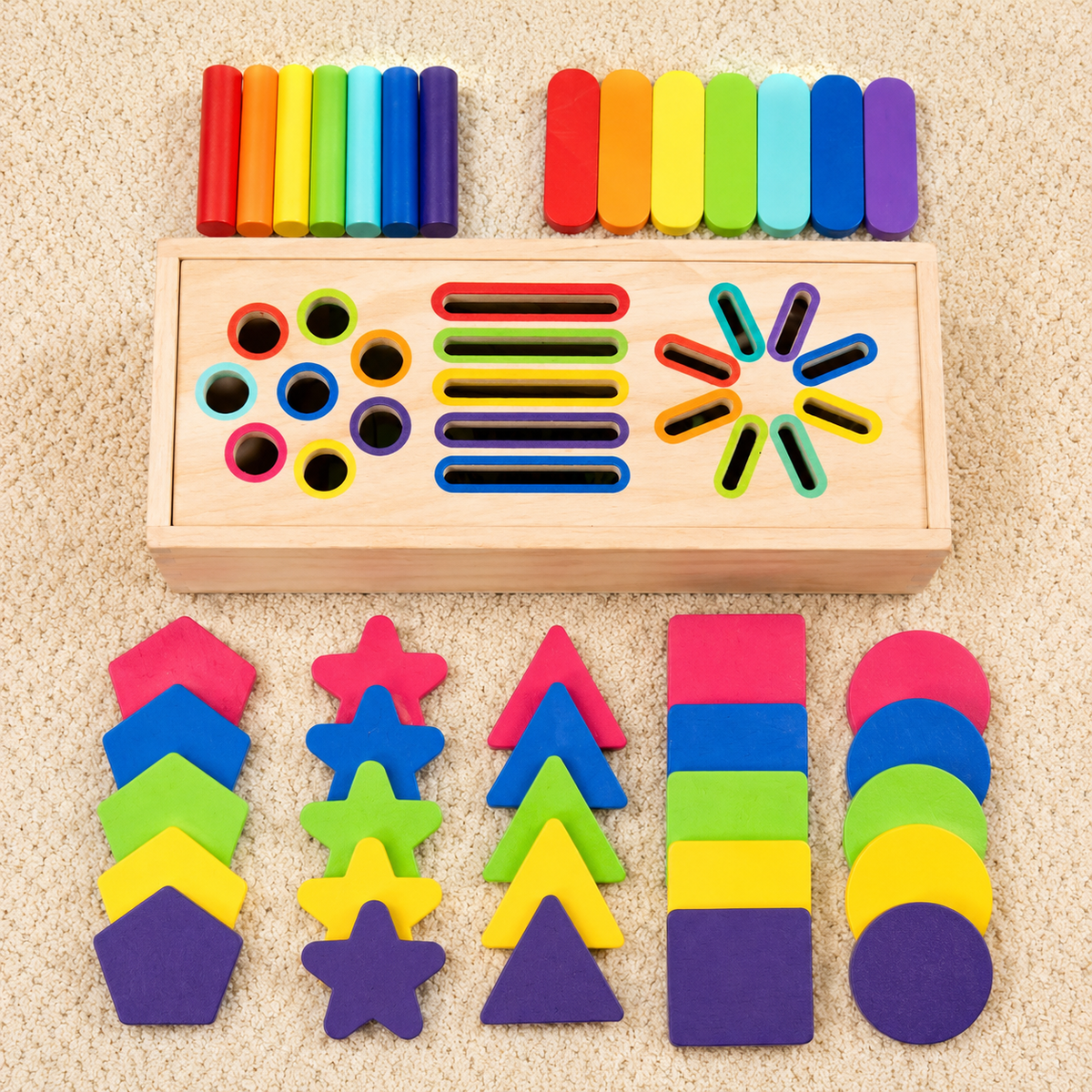 Montessori Formen- & Farbensortierbox aus Holz