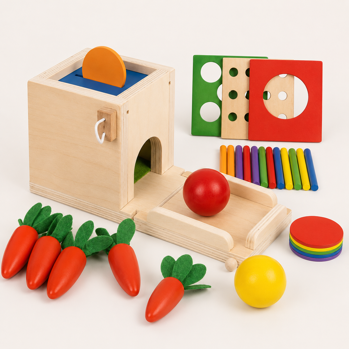 Montessori Objektpermanenz Box 4-in-1