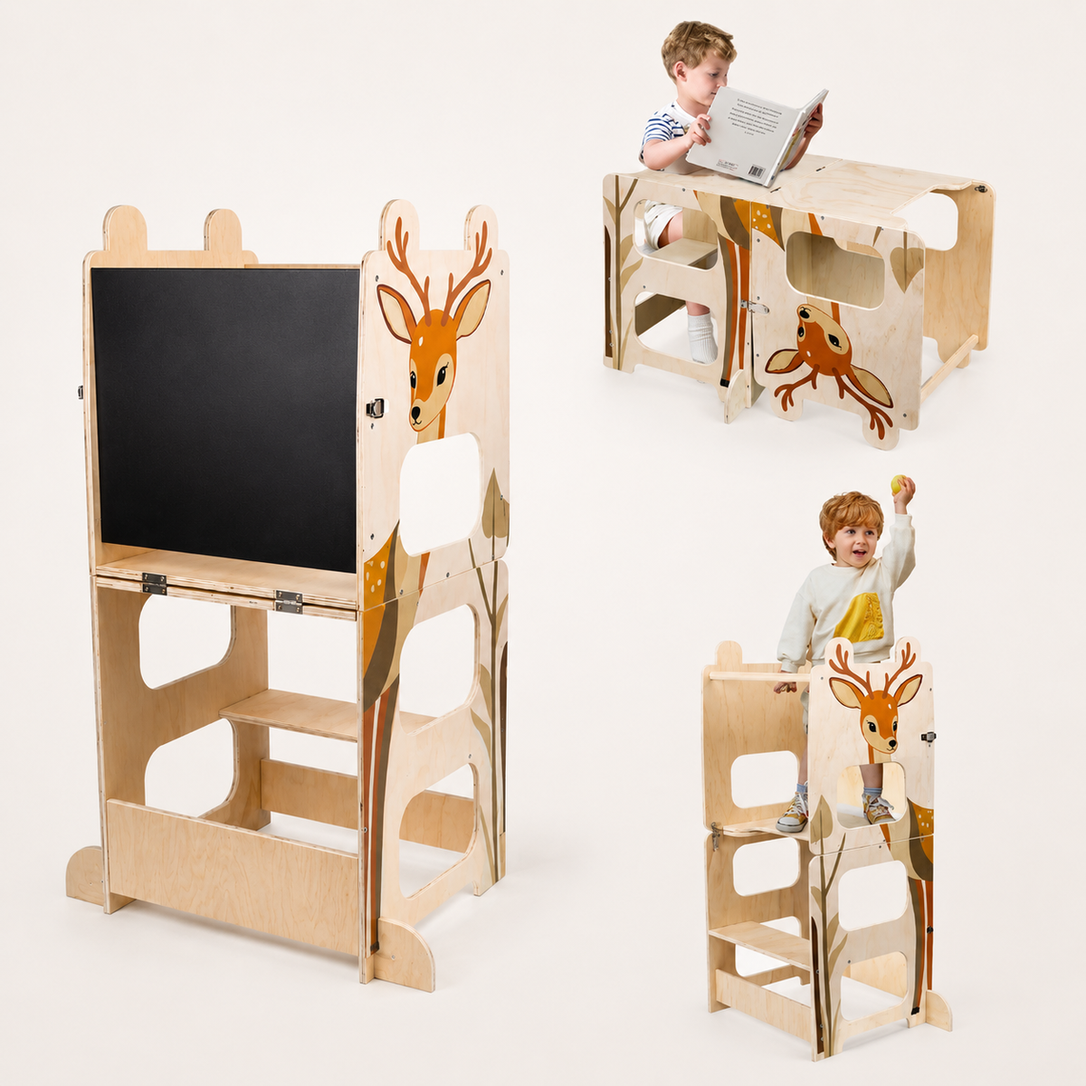 Montessori Lernturm 3-in-1 aus Holz