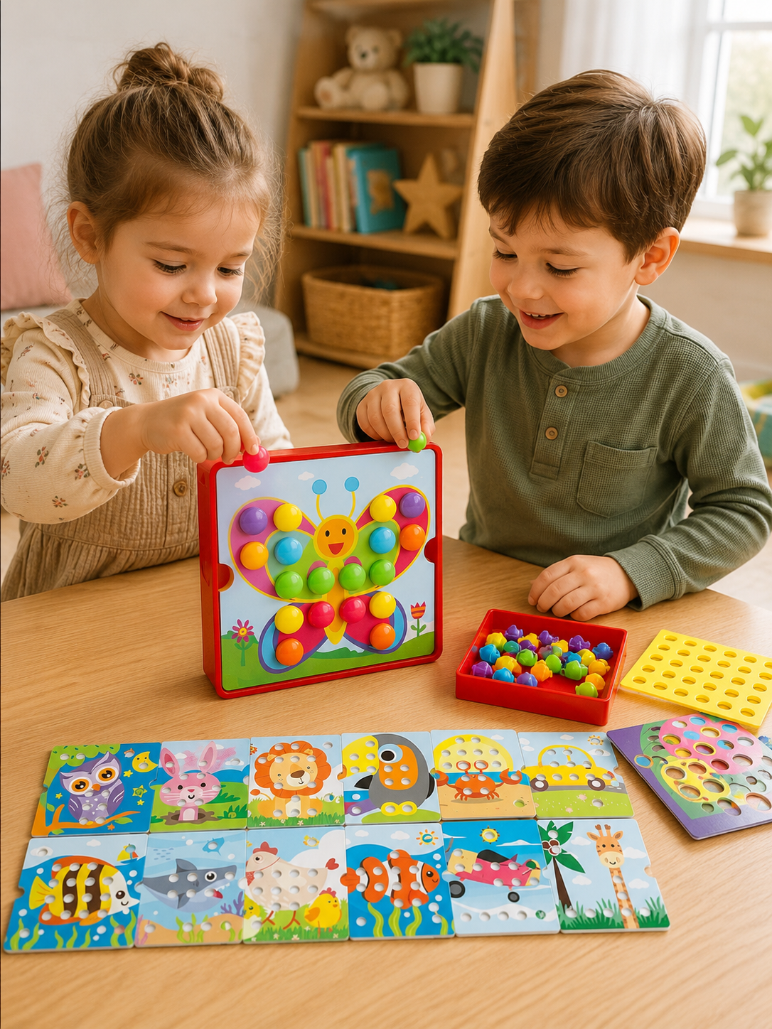 Mosaik-Steckspiel mit Pilzstiften