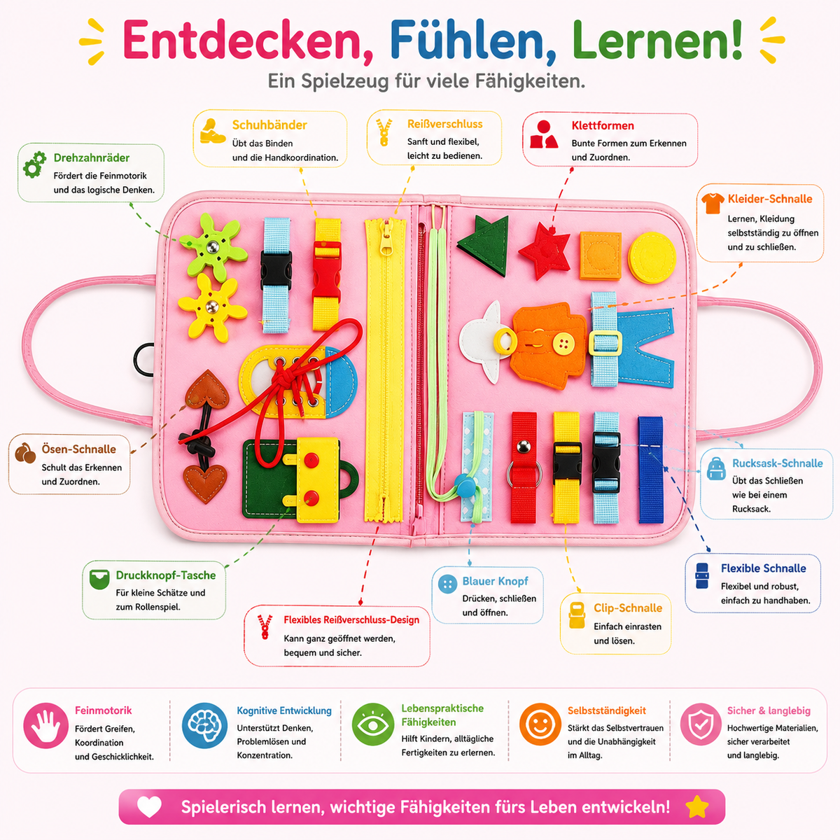 Montessori Quiet Book aus Filz für unterwegs