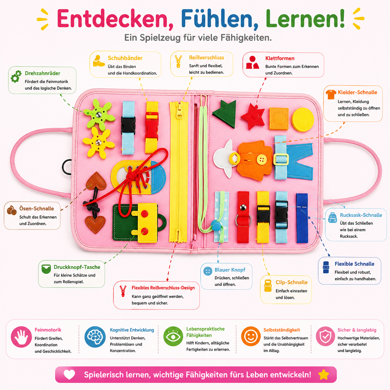 Montessori Quiet Book aus Filz für unterwegs