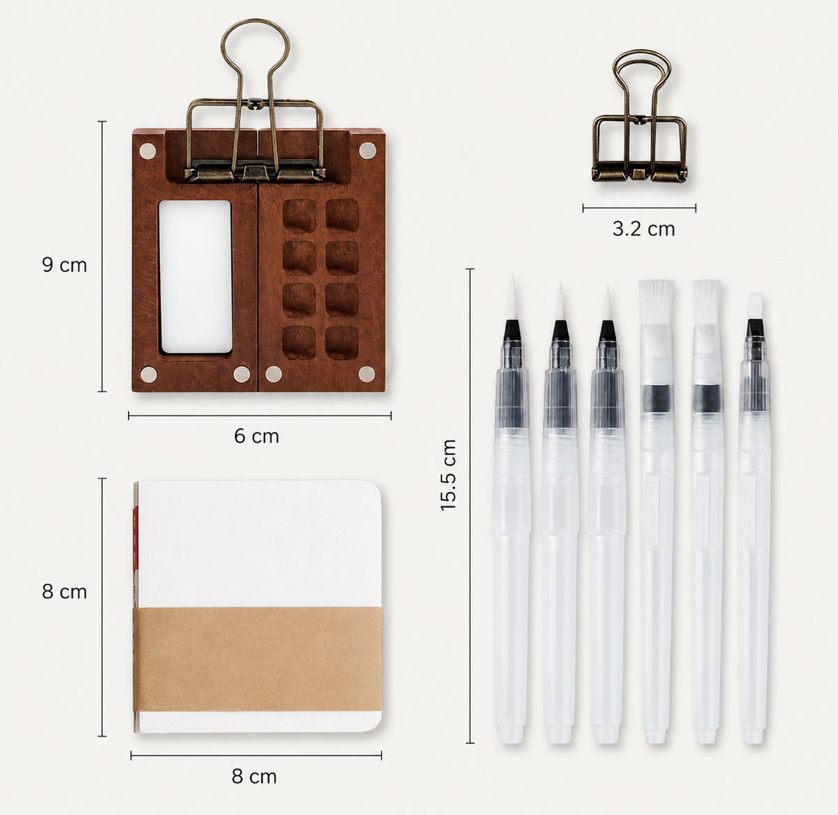 Tragbares Aquarell-Set aus Holz für Kinder