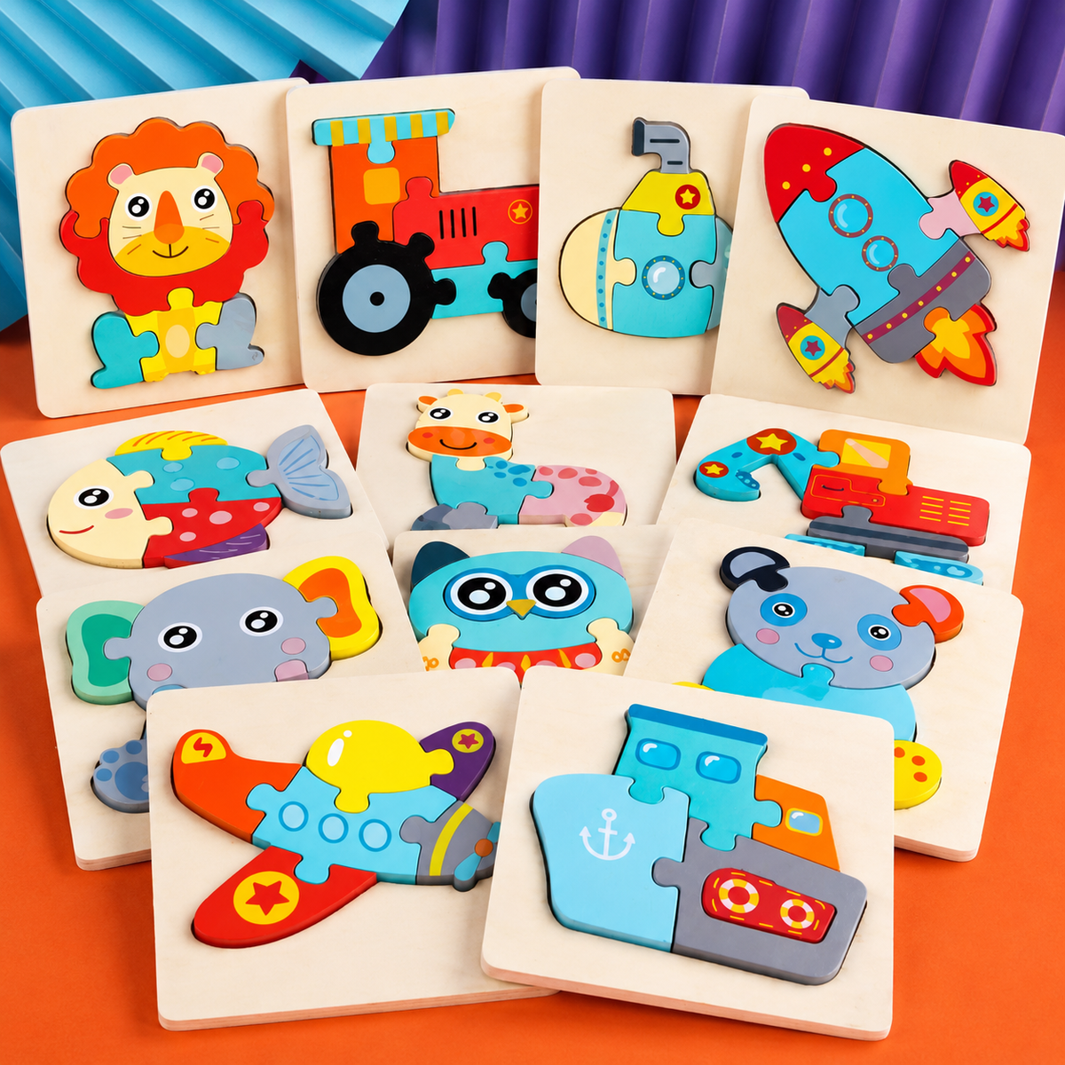3D Holzpuzzle Tiere & Fahrzeuge