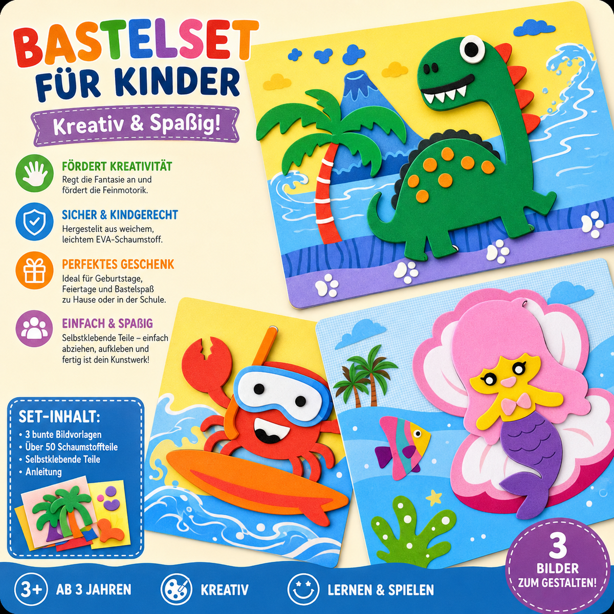 3D EVA Schaumstoff-Sticker Bastelset für Kinder