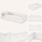 Montessori Bodenbett mit Rausfallschutz – Kinderbett aus Holz 90 × 200 cm
