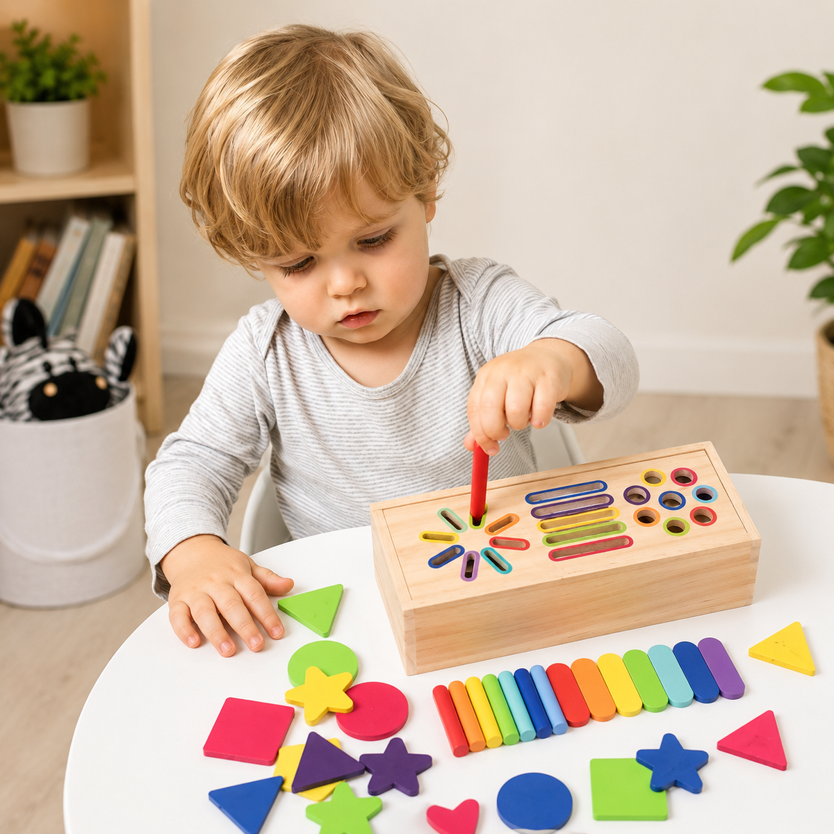 Montessori Formen- & Farbensortierbox aus Holz