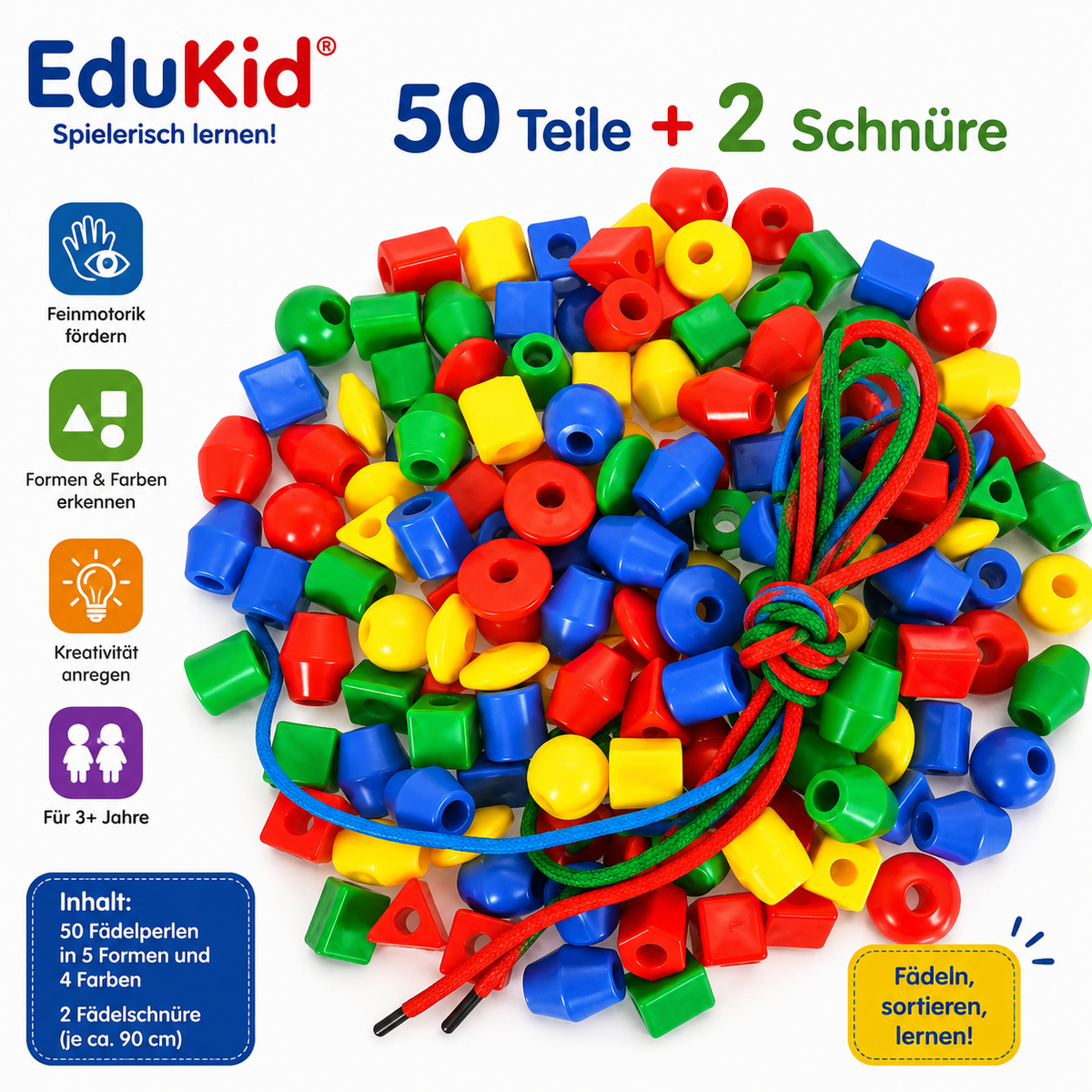 Montessori Fädelspiel Formen & Farben