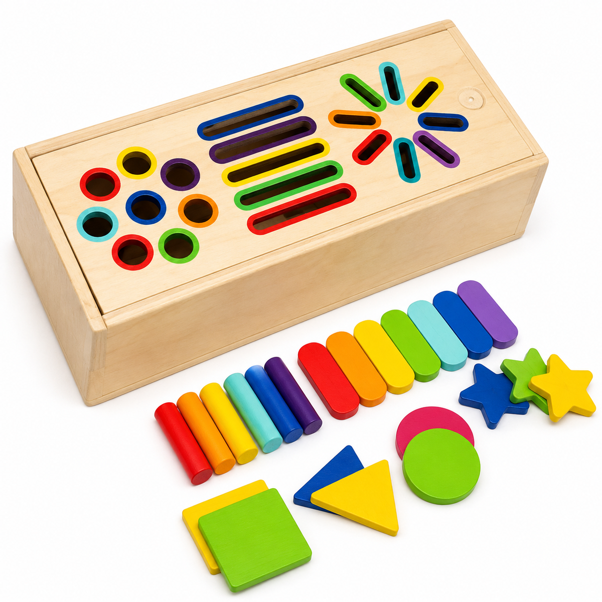 Montessori Formen- & Farbensortierbox aus Holz
