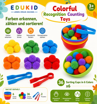 Montessori Farbensortier-Set mit Pompons & Pinzette