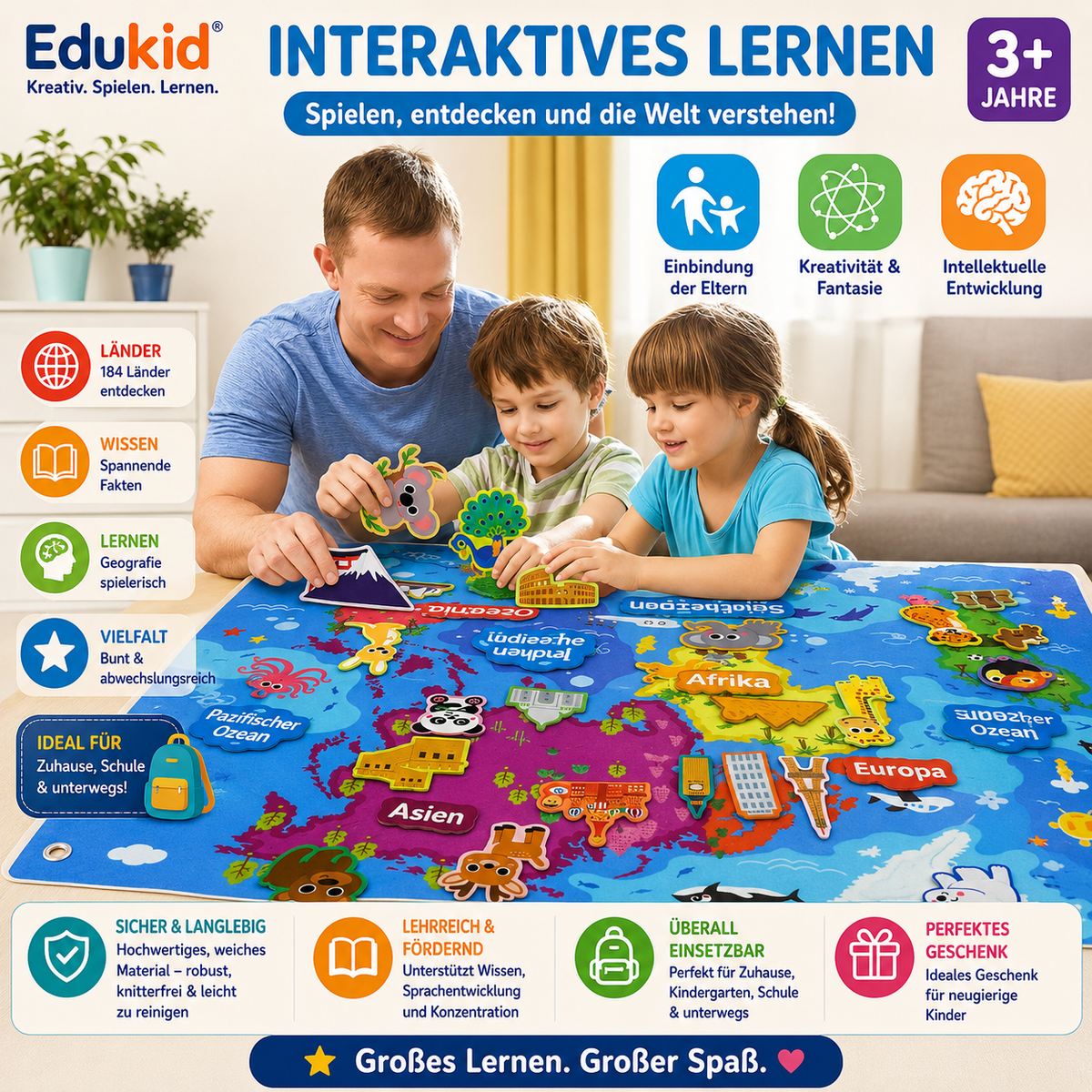 Filz-Weltkarte für Kinder
