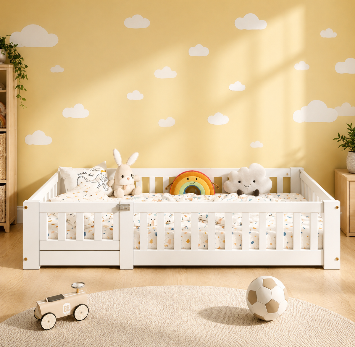 Montessori Bodenbett 90 × 200 cm mit Tür
