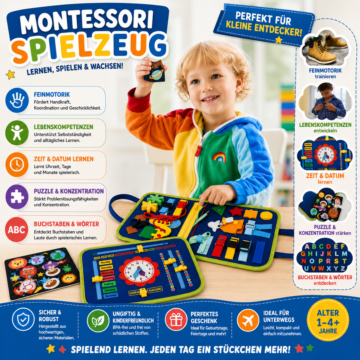 Montessori Quiet Book aus Filz für unterwegs