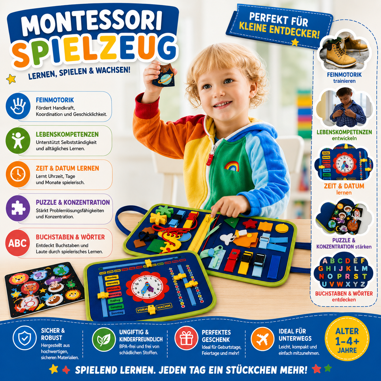 Montessori Quiet Book aus Filz für unterwegs