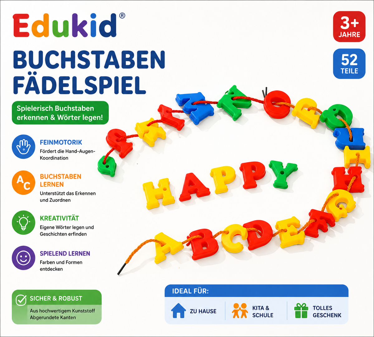 Montessori Fädelspiel Formen & Farben