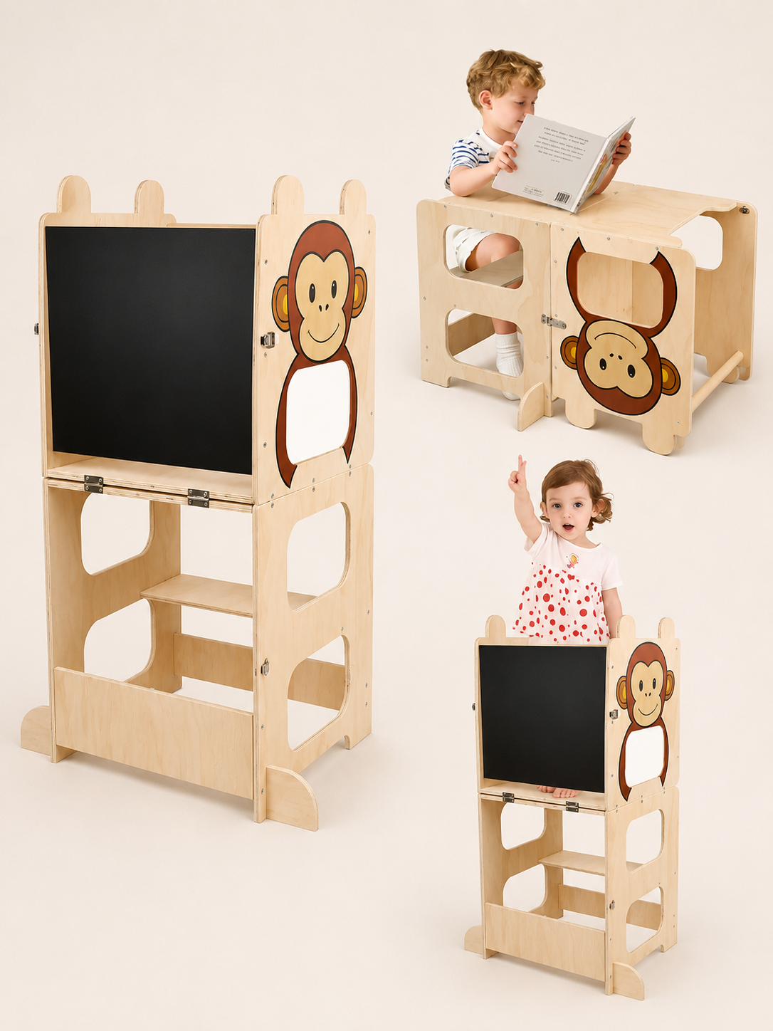 Montessori Lernturm 3-in-1 aus Holz