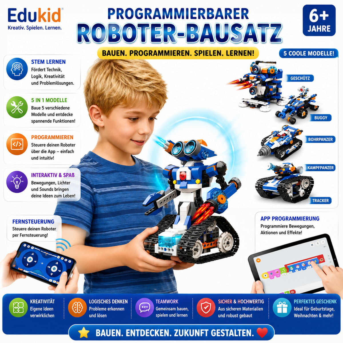 Programmierbarer Roboter-Bausatz 6-in-1