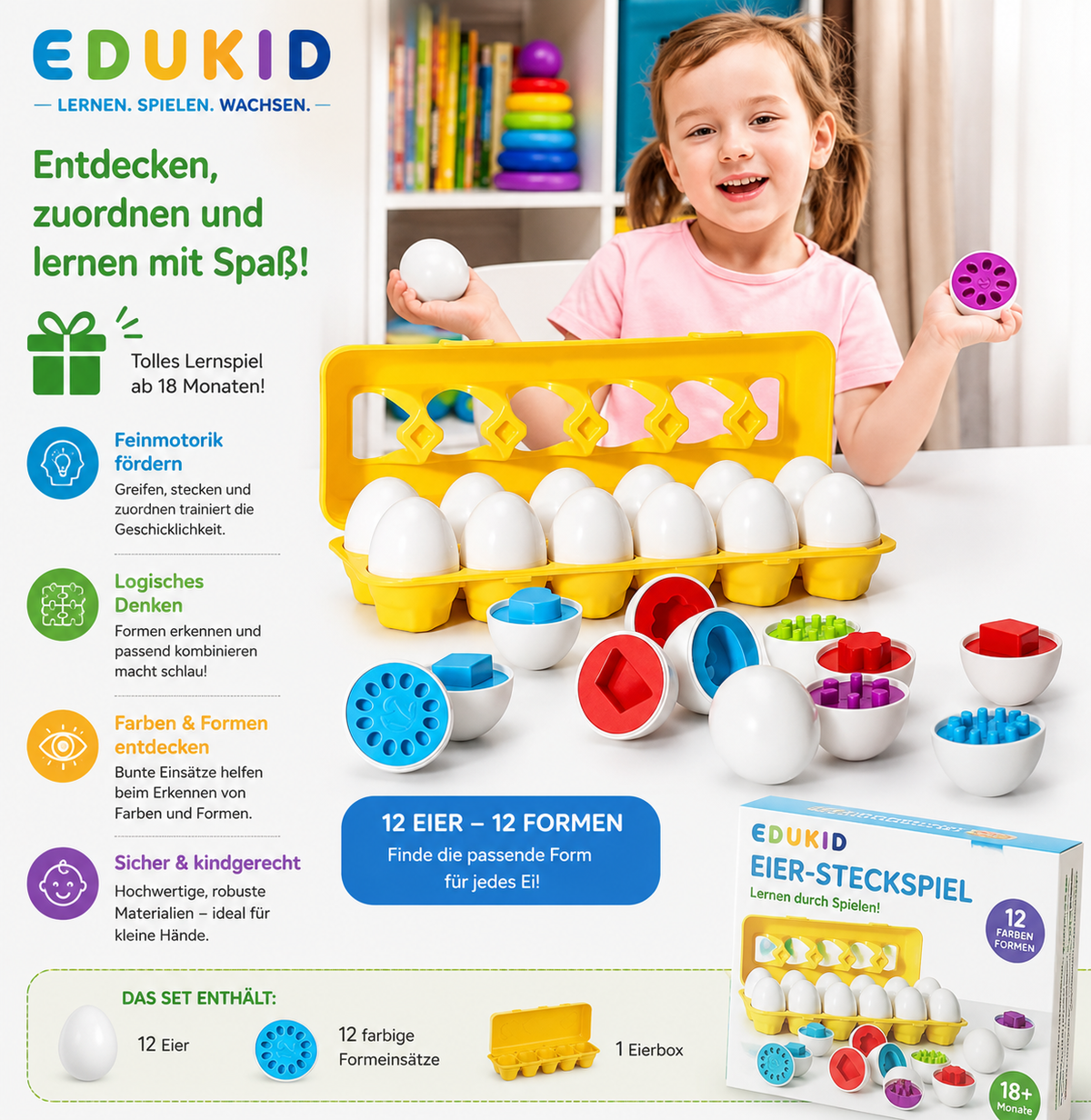 Montessori Schraub-Eier Lernspiel