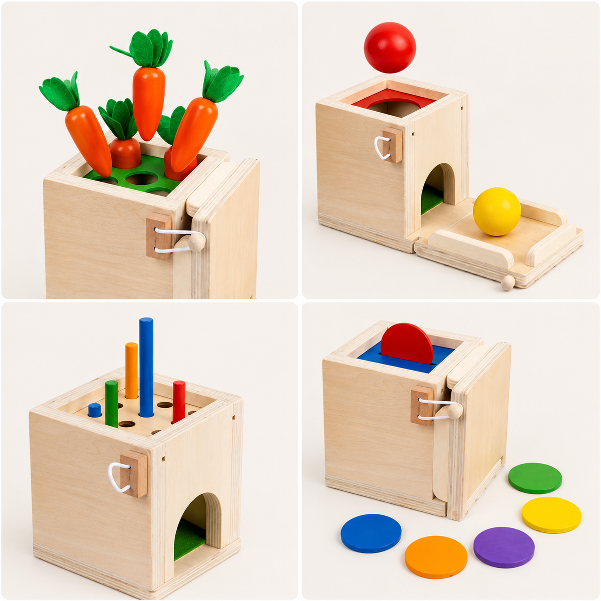 Montessori Objektpermanenz Box 4-in-1