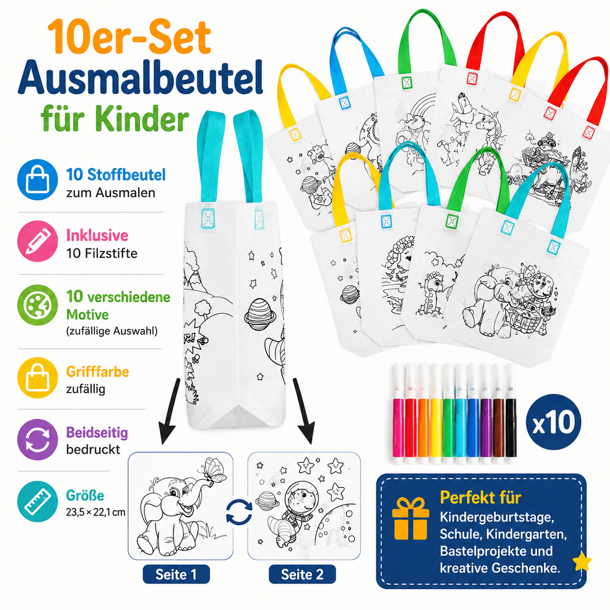 DIY Stofftaschen zum Bemalen für Kinder