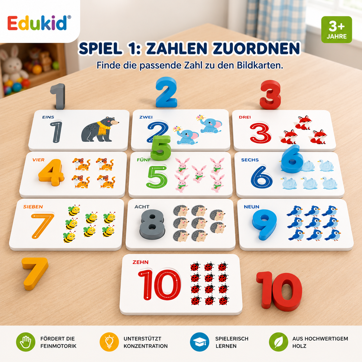 Montessori Zahlenpuzzle aus Holz