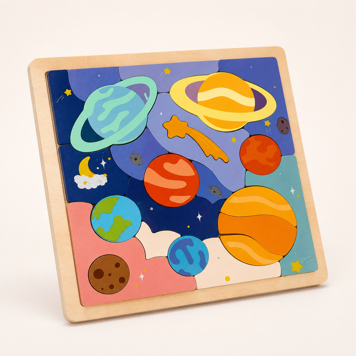 Montessori Holzpuzzle Sonnensystem
