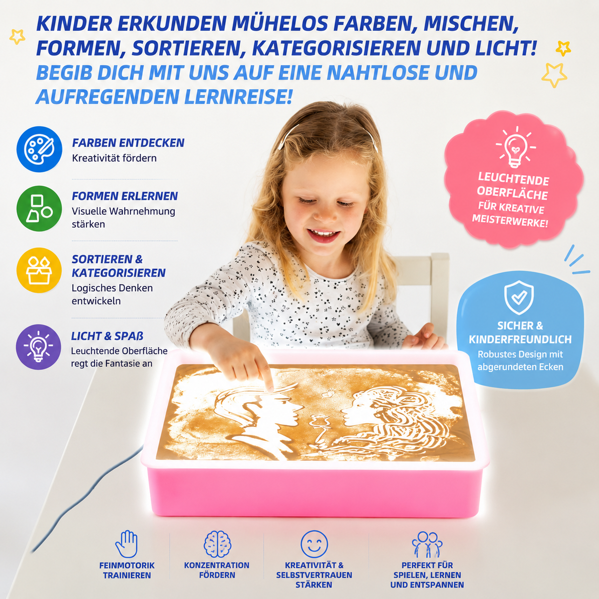 LED Sandmalbrett für Kinder