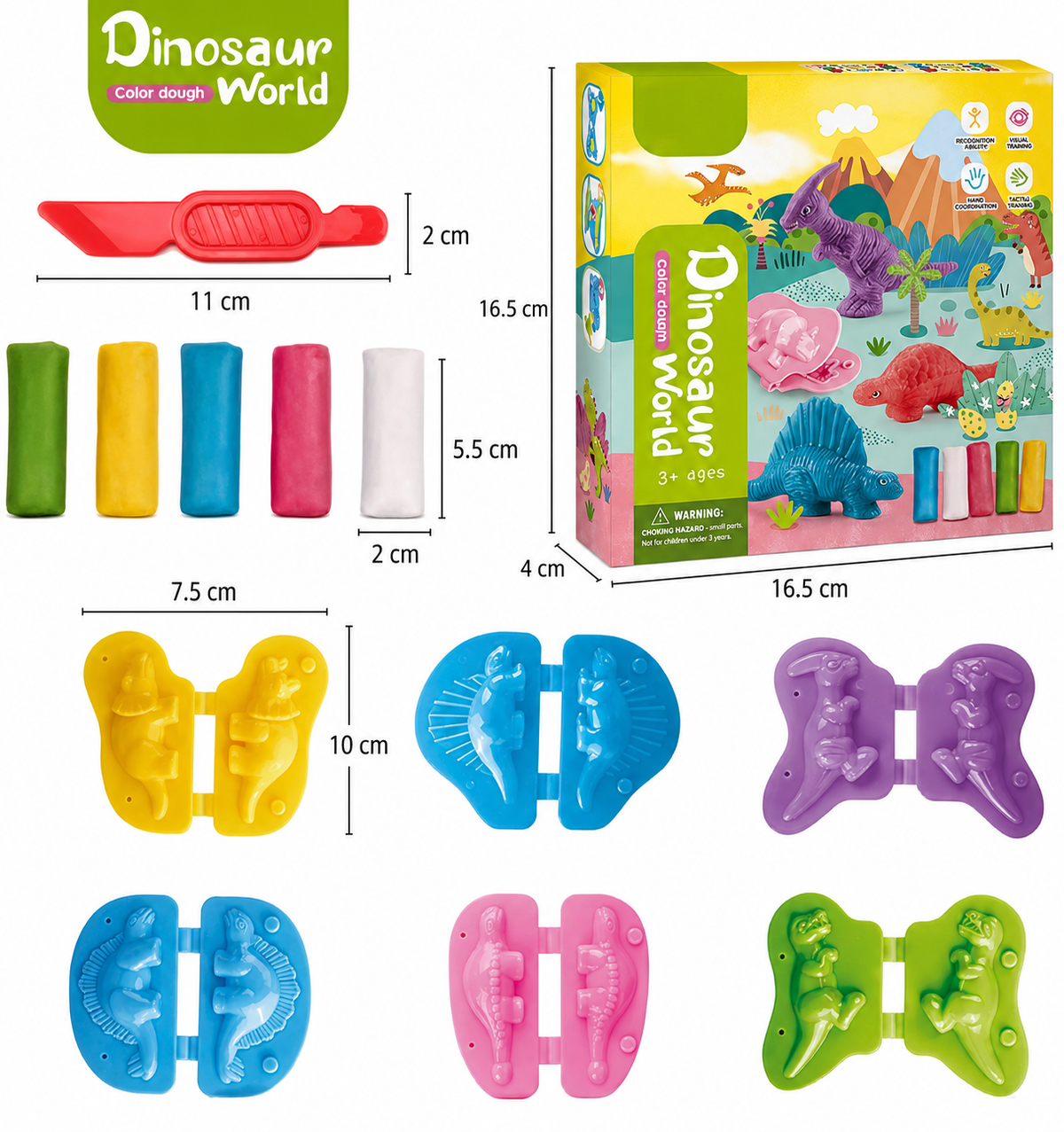 Yeahbo Playdough Sets for Kids, Modelling Clay, Air Dry Clay with 6 Dinosaur Mold, Polymer Clay Set, Play Dough Dinosaur Toys