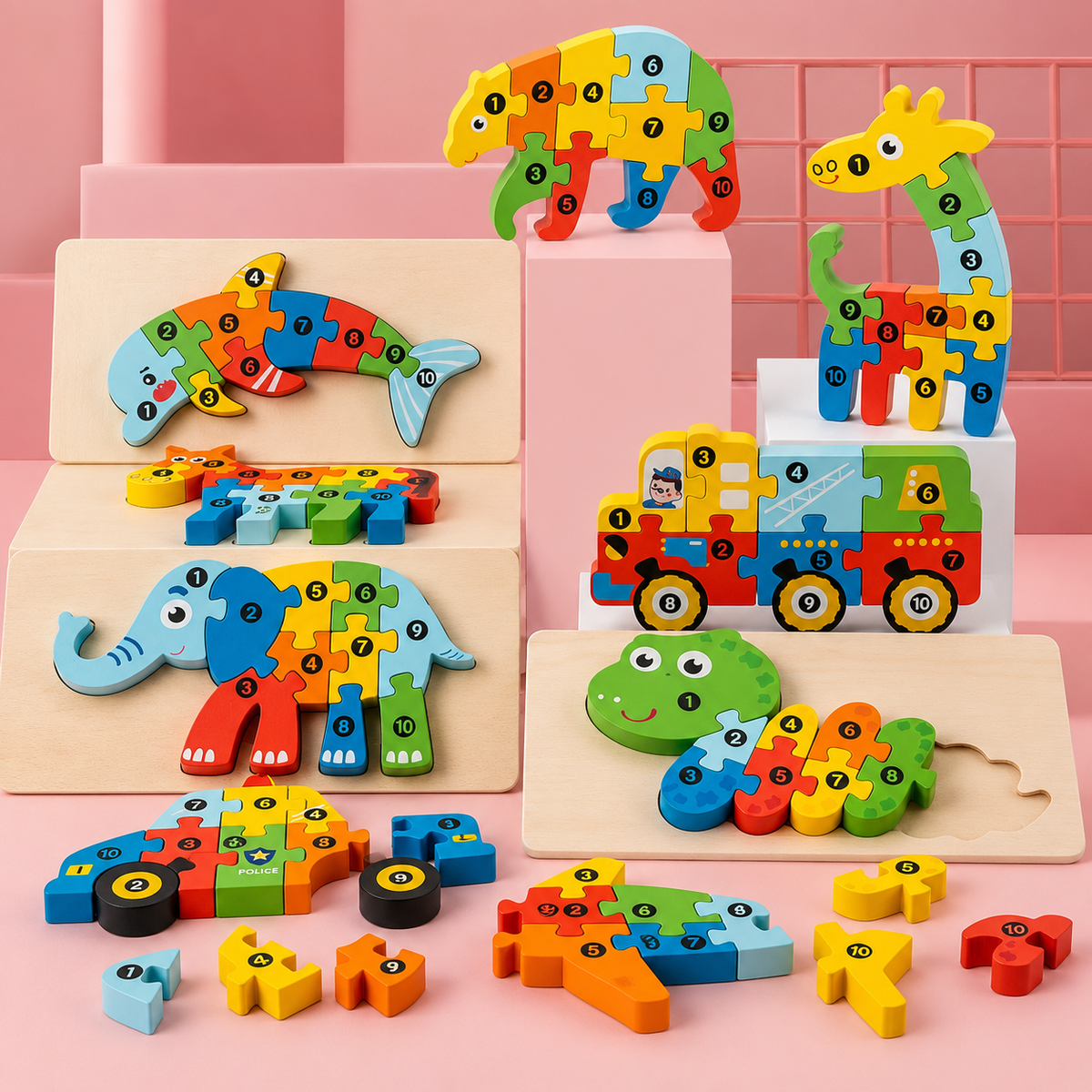 3D Holzpuzzle Tiere für Kinder