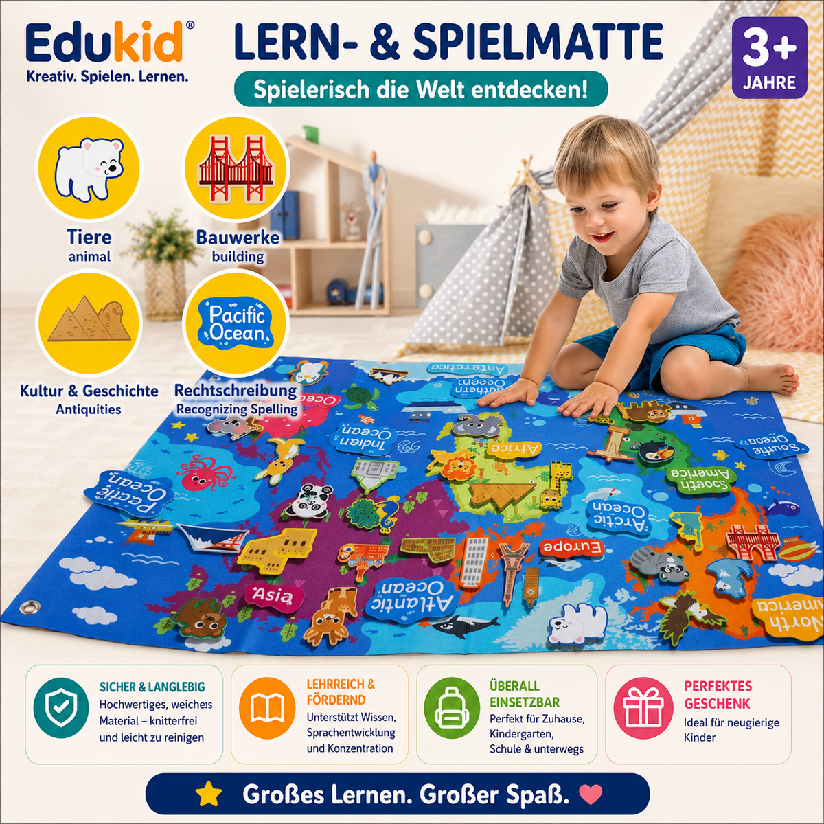 Filz-Weltkarte für Kinder