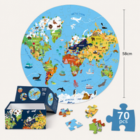 Weltkarten-Puzzle mit Tieren 70 Teile