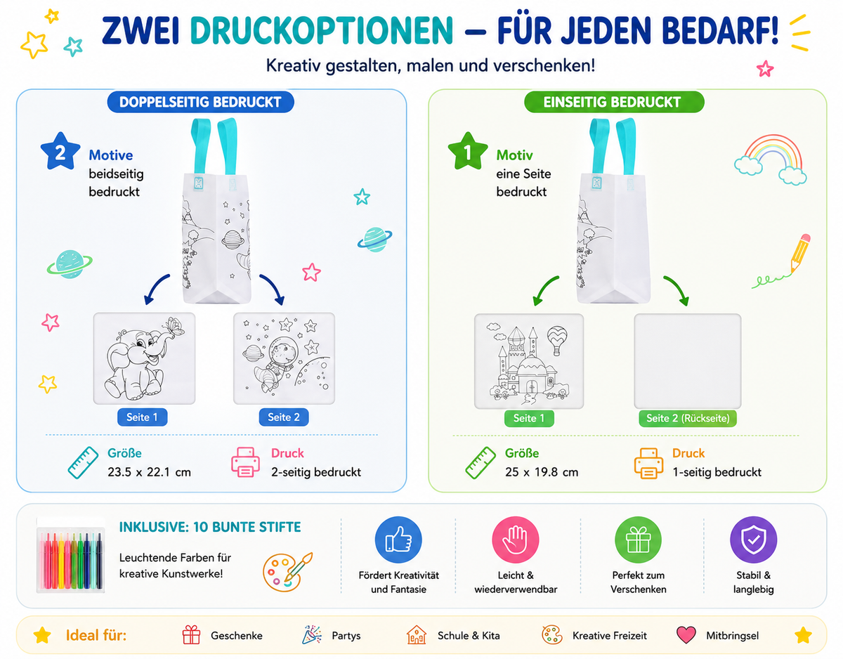 DIY Stofftaschen zum Bemalen für Kinder