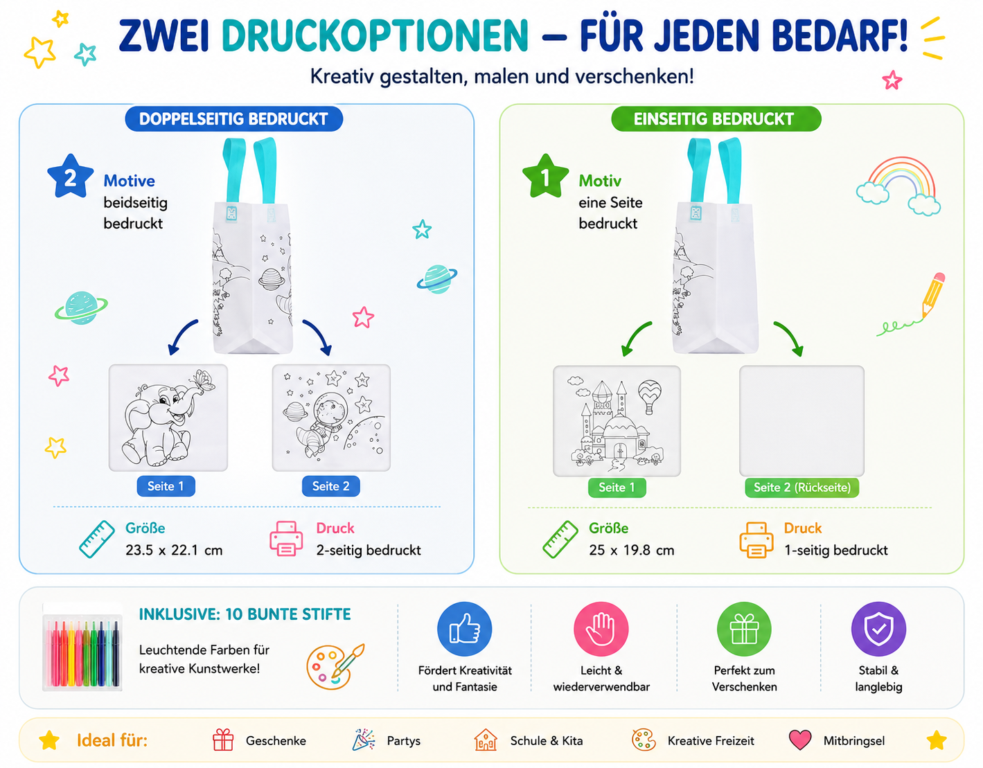 DIY Stofftaschen zum Bemalen für Kinder