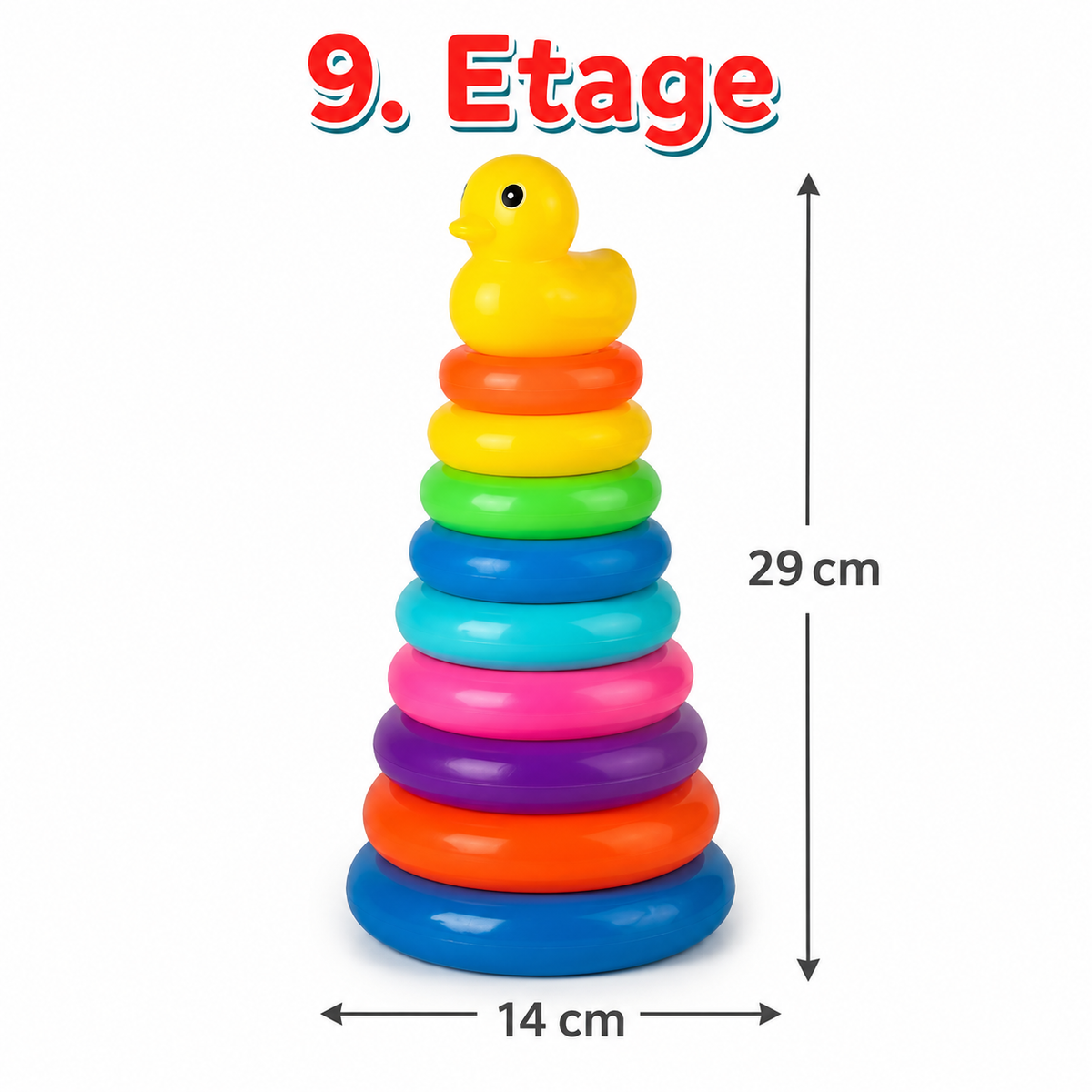 Montessori Stapelturm mit Ringen & Ente