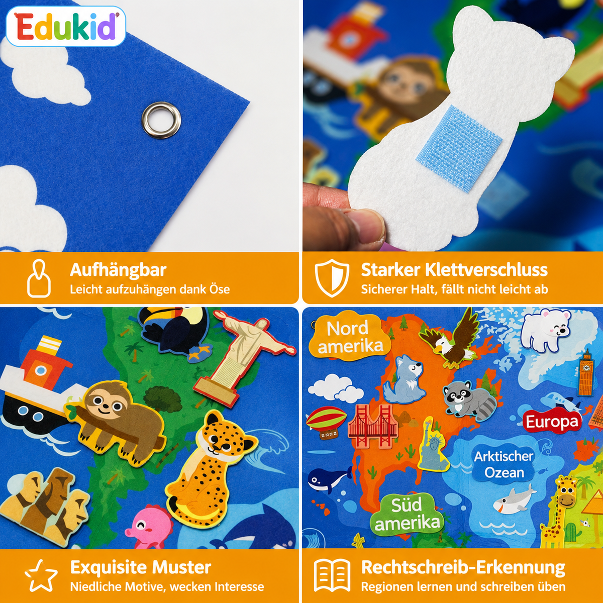 Filz-Weltkarte für Kinder