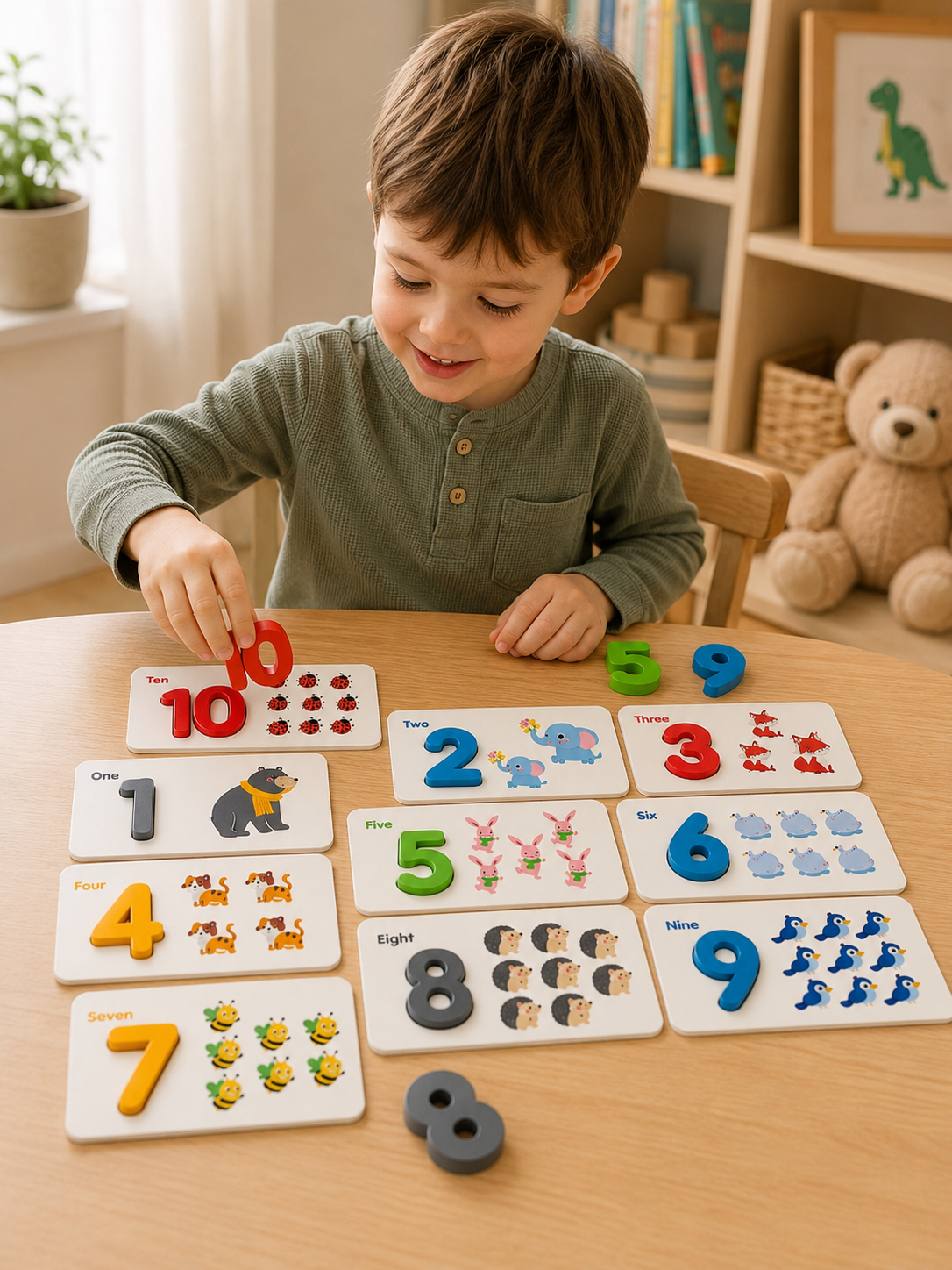 Montessori Zahlenpuzzle aus Holz
