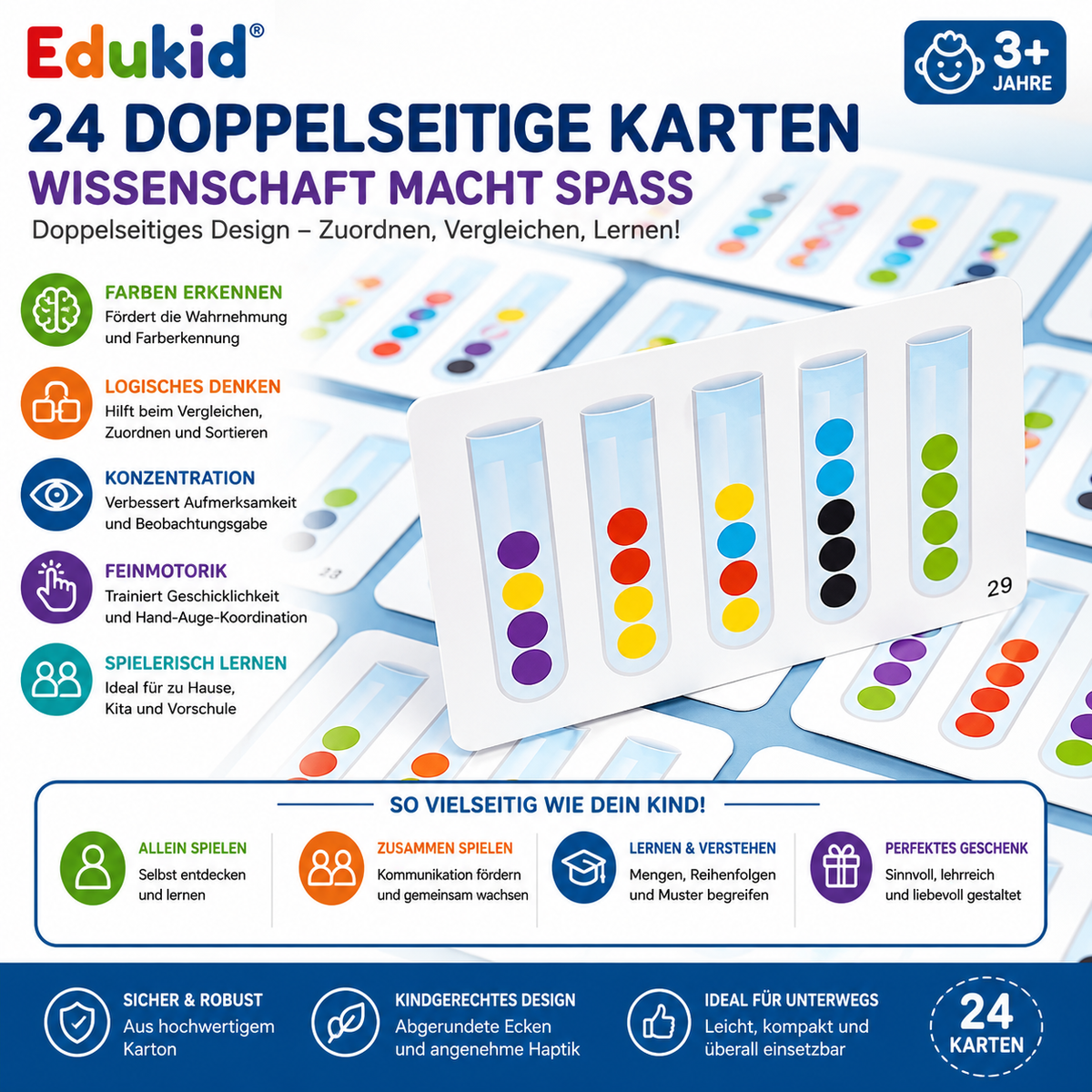 Montessori Farbensortier-Spiel mit Pinzette