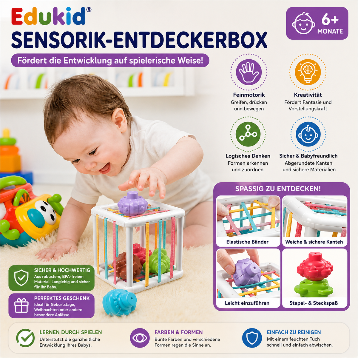 Montessori Formen-Steckspiel Sensorikwürfel