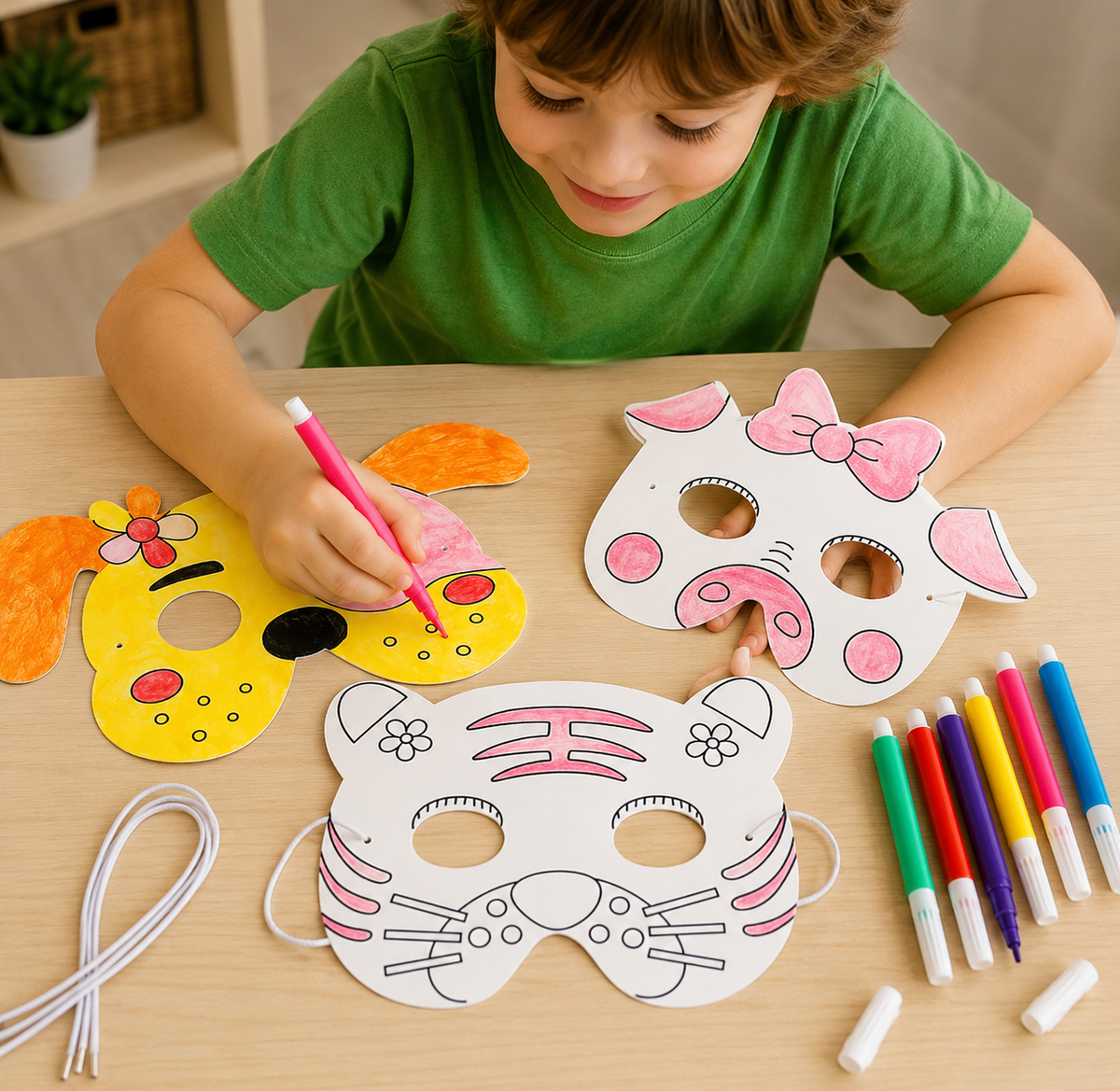 DIY Tiermasken zum Ausmalen für Kinder