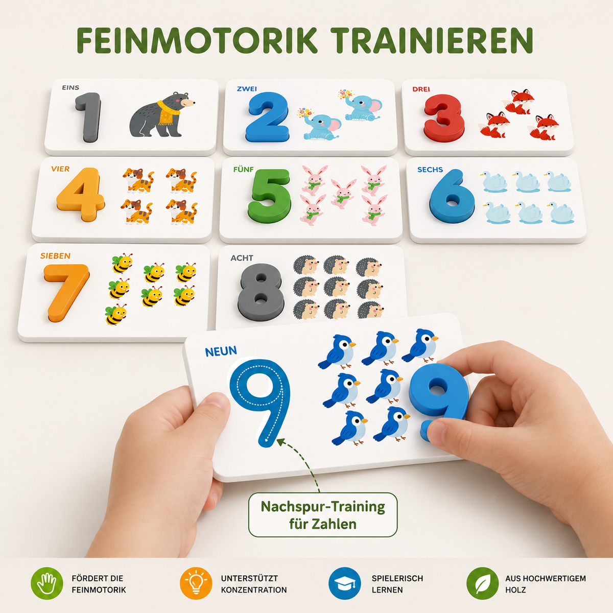 Montessori Zahlenpuzzle aus Holz