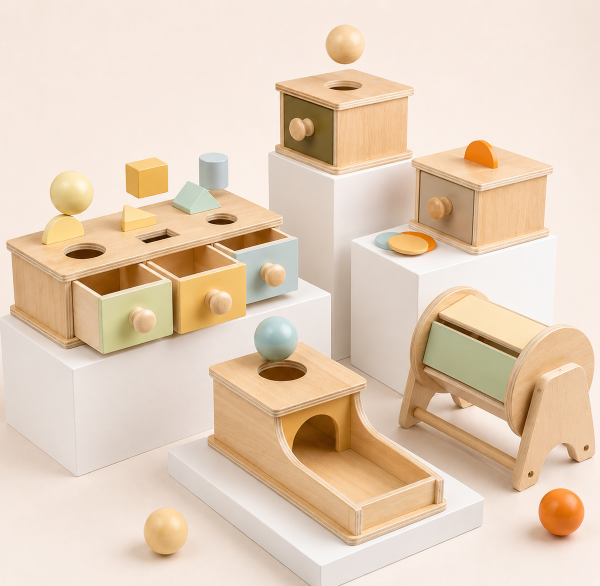 Montessori Objektpermanenz Box 4-in-1