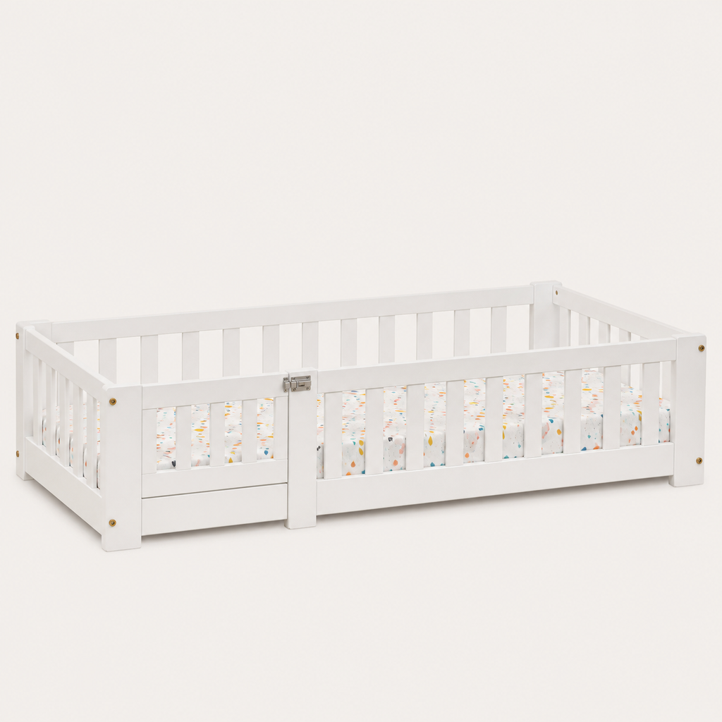 Montessori Bodenbett 90 × 200 cm mit Tür