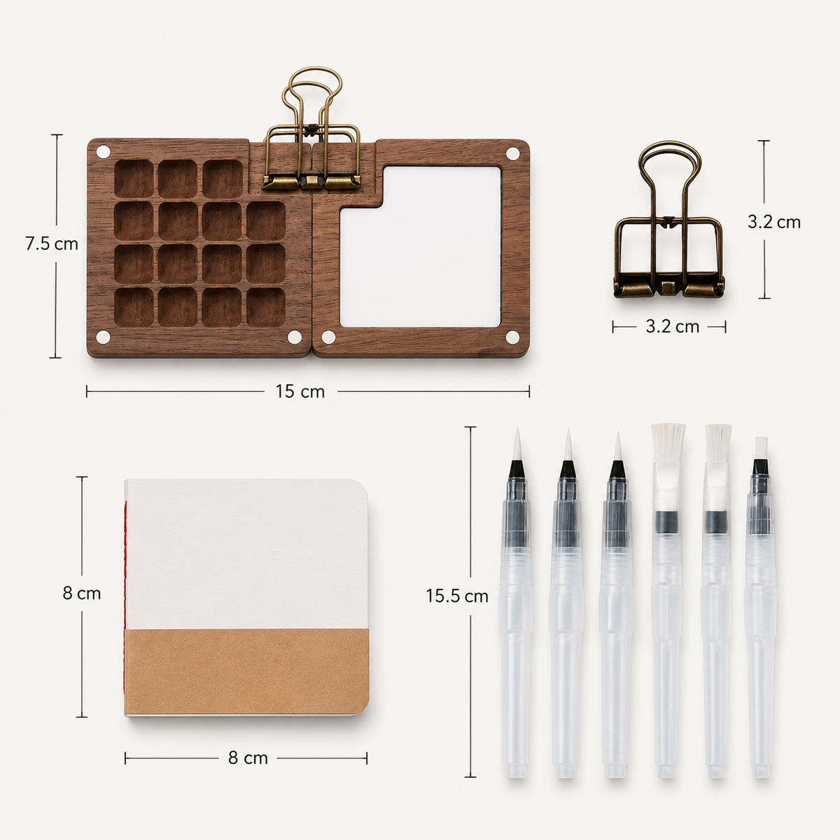 Tragbares Aquarell-Set aus Holz für Kinder