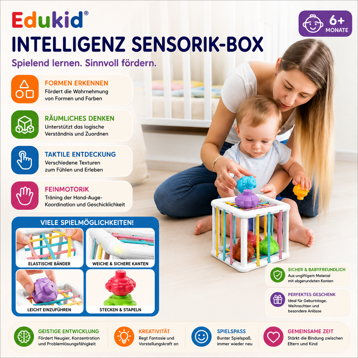 Montessori Formen-Steckspiel Sensorikwürfel