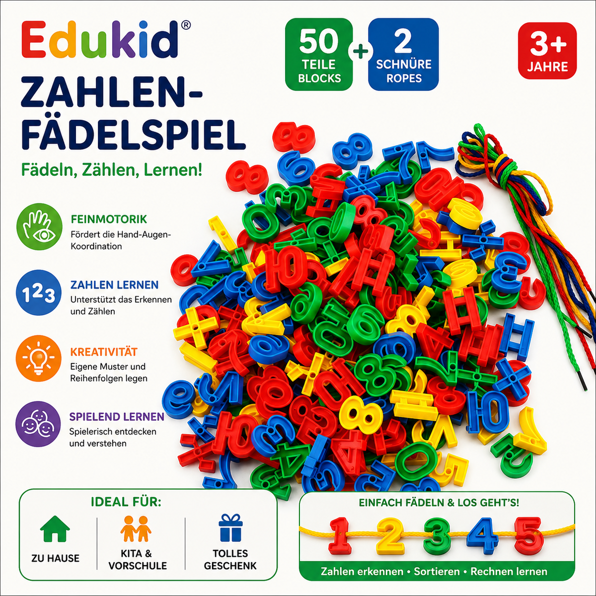 Montessori Fädelspiel Formen & Farben