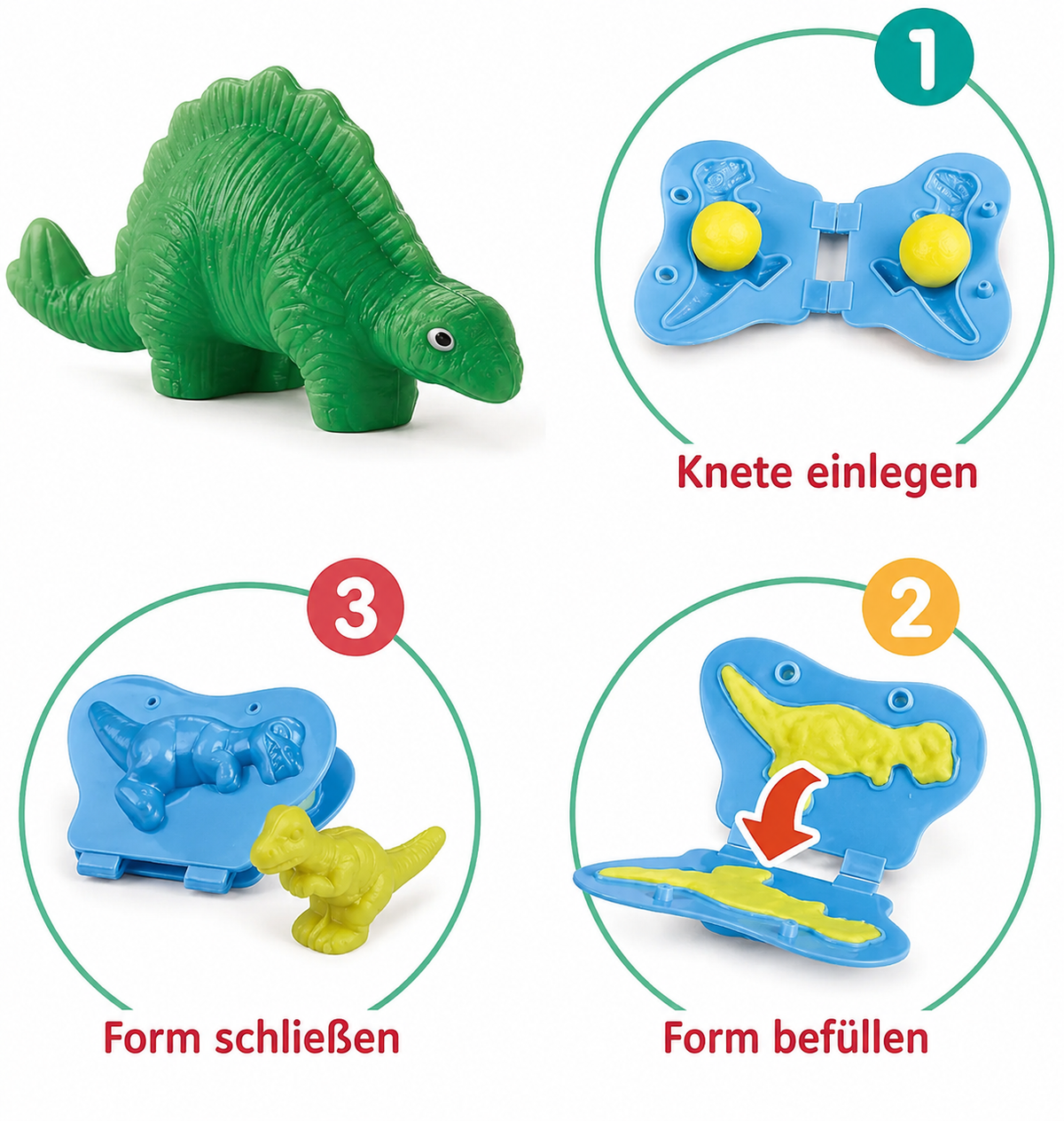 Yeahbo Playdough Sets for Kids, Modelling Clay, Air Dry Clay with 6 Dinosaur Mold, Polymer Clay Set, Play Dough Dinosaur Toys