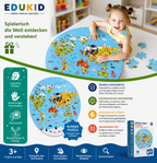 Weltkarten-Puzzle mit Tieren 70 Teile