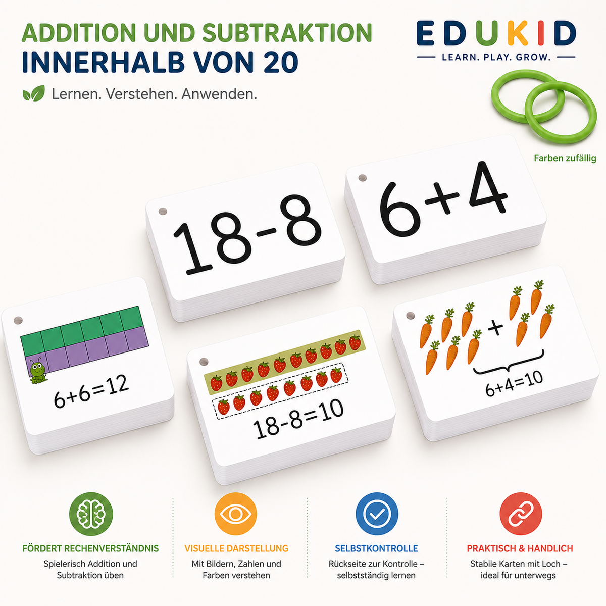Mathe-Lernkarten Addition & Subtraktion (132 Karten)